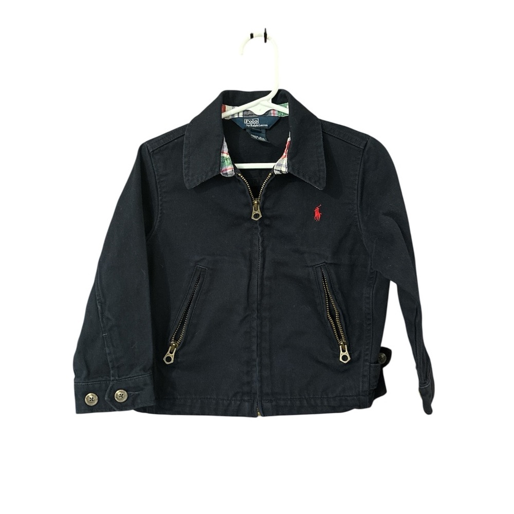 Polo Ralph Lauren Toddler Jacket Navy Blue Red Logo Cotton Size 2/2T